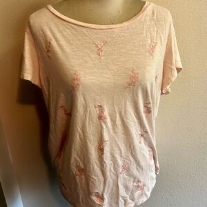Liz Claiborne t shirt with embroidered detail floral pink on pink sz large guc